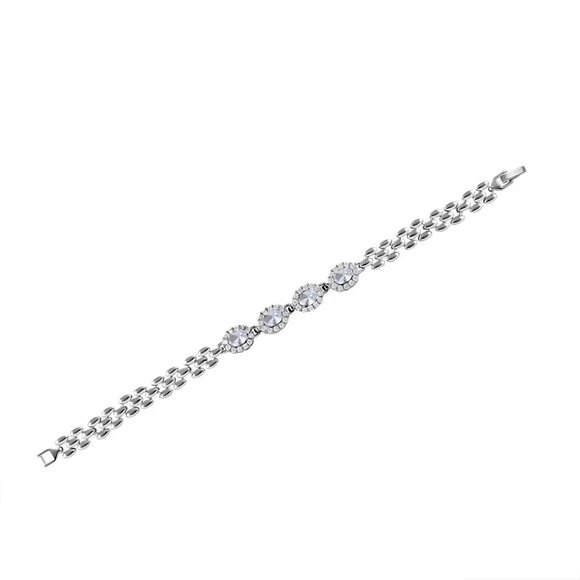 Women's Simulated Light Blue Topaz White Diamond Bracelet and Earrings - Picture 3 of 4